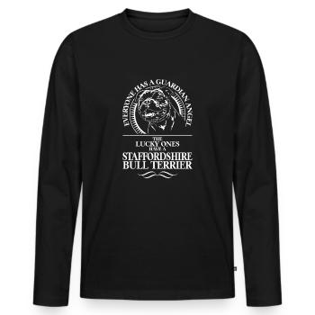 STAFFORDSHIRE BULL TERRIER Guardian Angel WILSIGNS - T-shirt manches longues Premium bio Homme - noir - Devant - Nico (187cm)