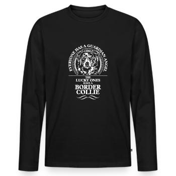 BORDER COLLIE merle Guardian Angel Spruch Wilsigns - Männer Premium Bio Langarmshirt - Schwarz - Vorne - Nico (187cm)