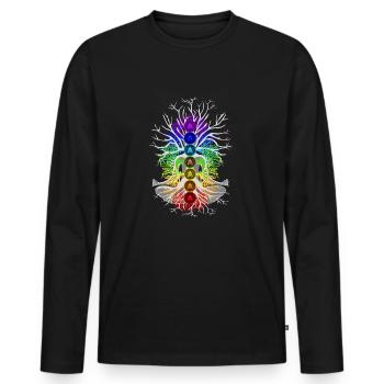 Chakra Harmony - Men's Premium Organic Long Sleeve Shirt - black - Front - Nico (187cm)
