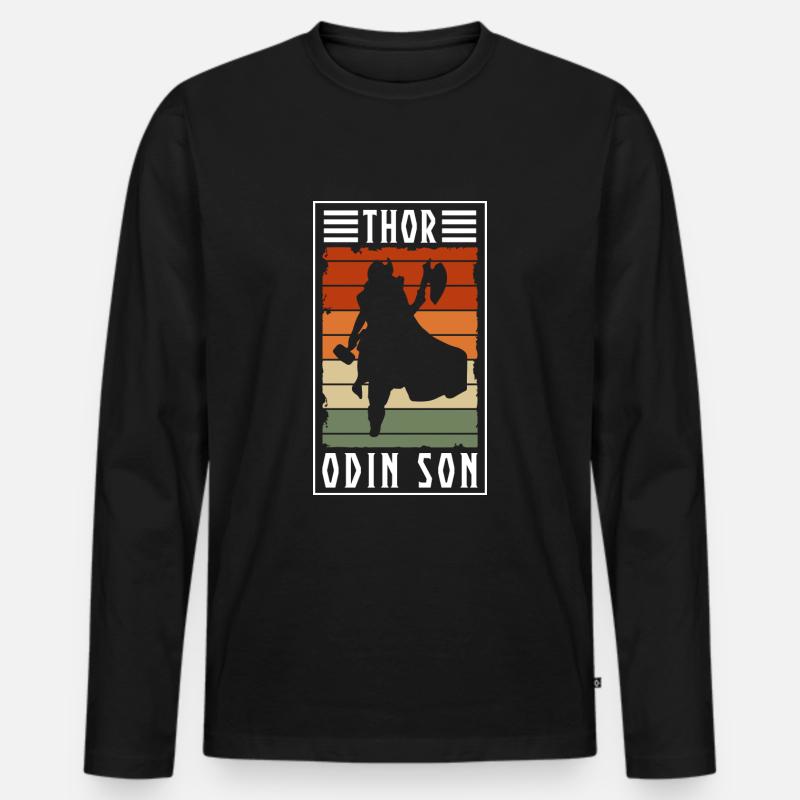 Odin Nordisch - Männer Premium Bio Langarmshirt - Schwarz