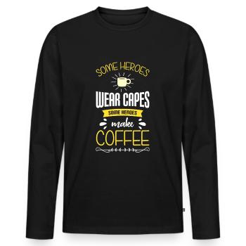 Espresso coffee bean coffee lovers - Men's Premium Organic Long Sleeve Shirt - black - Front - Nico (187cm)