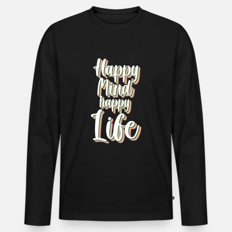 Kleeblatt Positiv Urlaub - Männer Premium Bio Langarmshirt - Schwarz