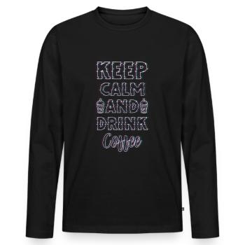 Coffee Bean Energy Fatigue Drinking - Men's Premium Organic Long Sleeve Shirt - black - Front - Nico (187cm)