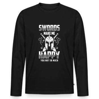 Duel d’Aïkido à l’épée - T-shirt manches longues Premium bio Homme - noir - Devant - Nico (187cm)