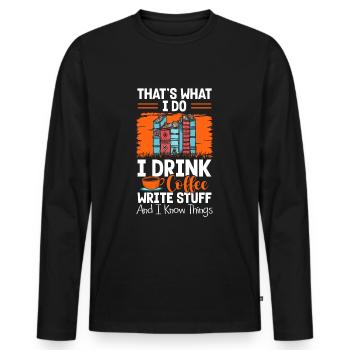 Writers Literature Authors - Men's Premium Organic Long Sleeve Shirt - black - Front - Nico (187cm)