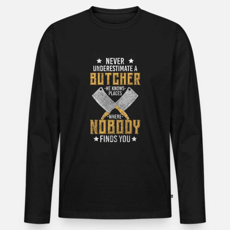 Fleischer Steak Beruf - Männer Premium Bio Langarmshirt - Schwarz