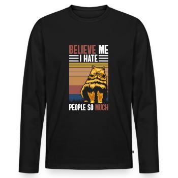 Haine de la foule Misanthrope Ironie - T-shirt manches longues Premium bio Homme - noir - Devant - Nico (187cm)