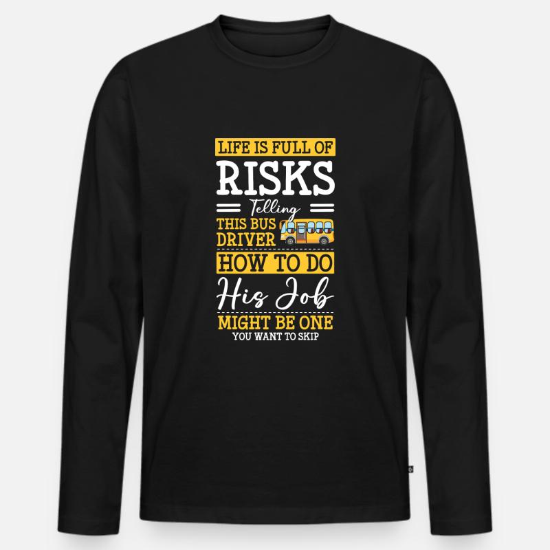 Busfahrer Beruf Arbeit - Männer Premium Bio Langarmshirt - Schwarz