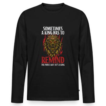 Lion’s Head Safari Chasse au chat sauvage - T-shirt manches longues Premium bio Homme - noir - Devant - Nico (187cm)