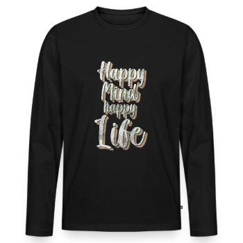 Shamrock optimisme joie - T-shirt manches longues Premium bio Homme - noir - Devant - Nico (187cm)