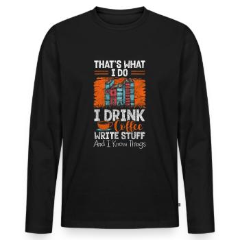 Author Writing Novel Crime - Men's Premium Organic Long Sleeve Shirt - black - Front - Nico (187cm)