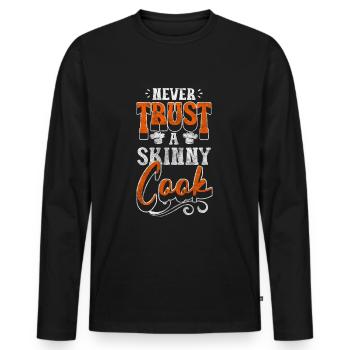 Kitchen Chef Wooden spoon - Men's Premium Organic Long Sleeve Shirt - black - Front - Nico (187cm)