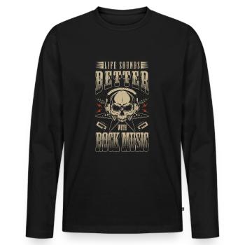 Rock Hardrocker Schlagzeug - Männer Premium Bio Langarmshirt - Schwarz - Vorne - Nico (187cm)
