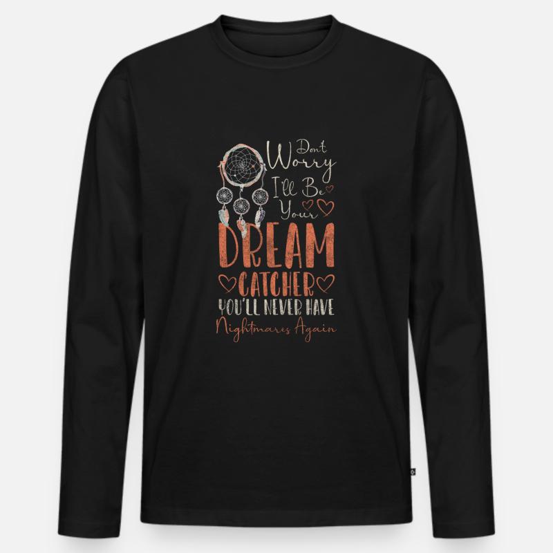 Traumfänger Wunsch Glück Schlaf - Männer Premium Bio Langarmshirt - Schwarz