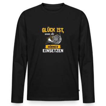 Blasmusik Musiker Musik Geschenk · Hörner - Männer Premium Bio Langarmshirt - Schwarz - Vorne - Nico (187cm)