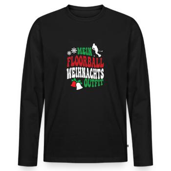 Floorball Weihnachten Floorballspieler XMAS Team - Männer Premium Bio Langarmshirt - Schwarz - Vorne - Nico (187cm)