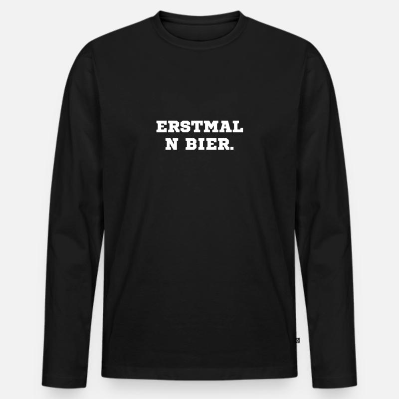Erstmal n Bier - Männer Premium Bio Langarmshirt - Schwarz