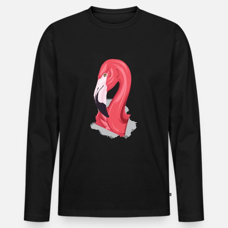 3D Flamingo - Männer Premium Bio Langarmshirt - Schwarz