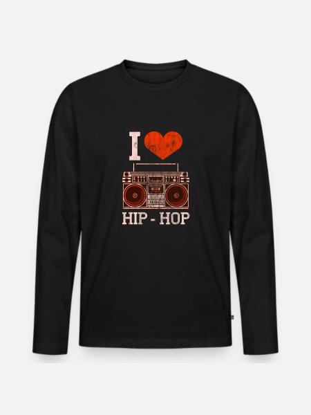 Hip Hop - Männer Premium Bio Langarmshirt - Schwarz
