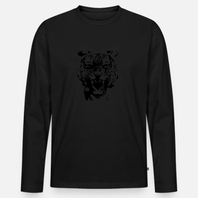Tiger - Männer Premium Bio Langarmshirt - Schwarz