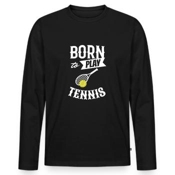 Né pour jouer au tennis joueur joueur - T-shirt manches longues Premium bio Homme - noir - Devant - Nico (187cm)
