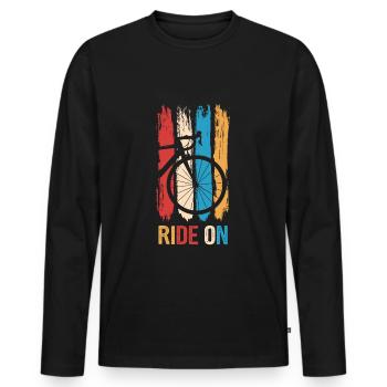 Ride On Road Bike Bicycle Bike Packing - Men's Premium Organic Long Sleeve Shirt - black - Front - Nico (187cm)