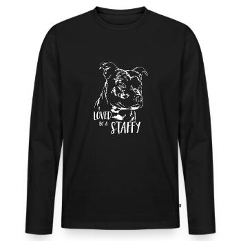 STAFFORDSHIRE BULLTERRIER loved by Staffy Wilsigns - Men's Premium Organic Long Sleeve Shirt - black - Front - Nico (187cm)