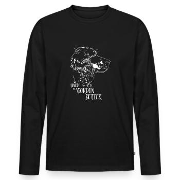 Loved by a Gordon Setter Dog Saying Hunting Dogs - Men's Premium Organic Long Sleeve Shirt - black - Front - Nico (187cm)