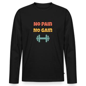 No Pain No Gain - T-shirt manches longues Premium bio Homme - noir - Devant - Nico (187cm)