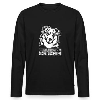 Australian Shepherd Dogs Saying Aussie Wilsigns - Men's Premium Organic Long Sleeve Shirt - black - Front - Nico (187cm)