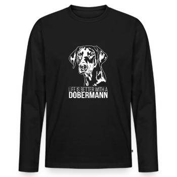 La vie des dobermans est meilleure Chiens Chiens Wilsigns - T-shirt manches longues Premium bio Homme - noir - Devant - Nico (187cm)