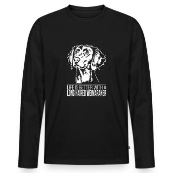 La vie de Weimaraner aux cheveux longs est meilleure Wilsigns - T-shirt manches longues Premium bio Homme - noir - Devant - Nico (187cm)