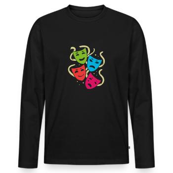 Masques de théâtre | masques colorés - T-shirt manches longues Premium bio Homme - noir - Devant - Nico (187cm)