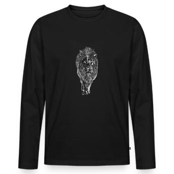 Lion - T-shirt manches longues Premium bio Homme - noir - Devant - Nico (187cm)