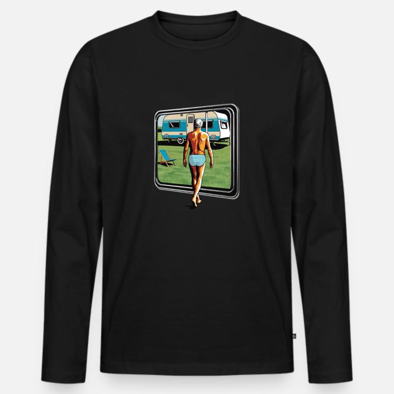 Rentner im Urlaub - Männer Premium Bio Langarmshirt - Schwarz