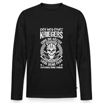 Wikinger Kämpfer Ehe Krieger Spruch Götter Frau Eh - Männer Premium Bio Langarmshirt - Schwarz - Vorne - Nico (187cm)