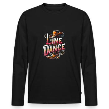 Colorful line dance design with cowboy hat - Men's Premium Organic Long Sleeve Shirt - black - Front - Nico (187cm)