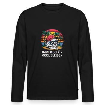 Crâne avec casquette de baseball lunettes de soleil sur la plage - T-shirt manches longues Premium bio Homme - noir - Devant - Nico (187cm)