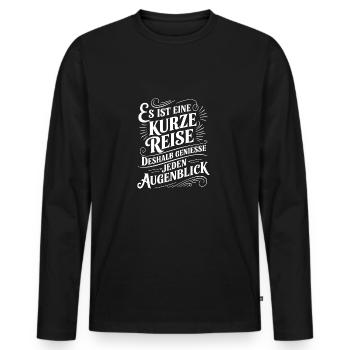 Das Leben ist eine kurze Reise - nutze die Zeit - Männer Premium Bio Langarmshirt - Schwarz - Vorne - Nico (187cm)