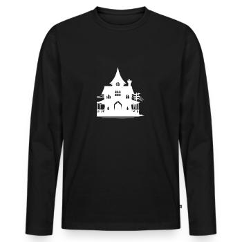 Vieille maison hantée d’Halloween abandonnée - T-shirt manches longues Premium bio Homme - noir - Devant - Nico (187cm)