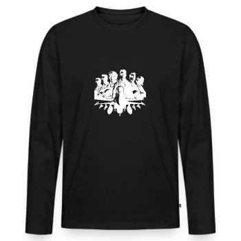 Portrait de pilote d’aviateur cool avec avion - T-shirt manches longues Premium bio Homme - noir - Devant - Nico (187cm)