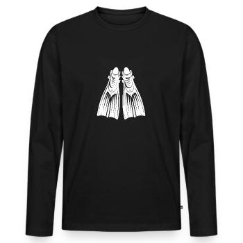 Snorkel Fins Diver Holiday Tattoo Style - Men's Premium Organic Long Sleeve Shirt - black - Front - Nico (187cm)