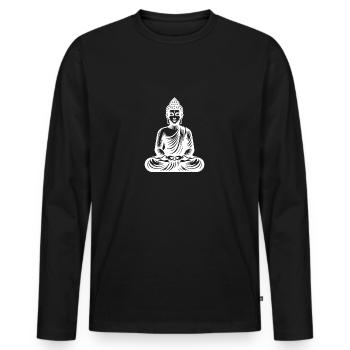 Yoga Buddha Silence and Serenity in Clarity - Men's Premium Organic Long Sleeve Shirt - black - Front - Nico (187cm)