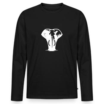 Elephant portrait proboscis with tusks - Men's Premium Organic Long Sleeve Shirt - black - Front - Nico (187cm)