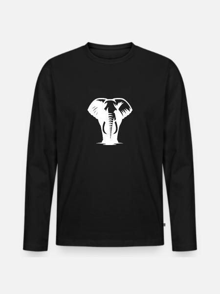 Elefant Porträt Rüsseltier mit Stoßzähnen - Männer Premium Bio Langarmshirt - Schwarz