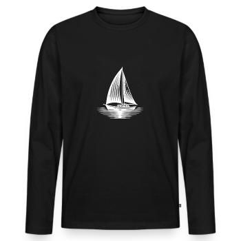Segelboot in ruhiger See am Horizont - Männer Premium Bio Langarmshirt - Schwarz - Vorne - Nico (187cm)