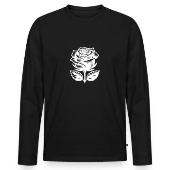 Dekorative Rose Stilvolles Rosenmotiv - Männer Premium Bio Langarmshirt - Schwarz - Vorne - Nico (187cm)
