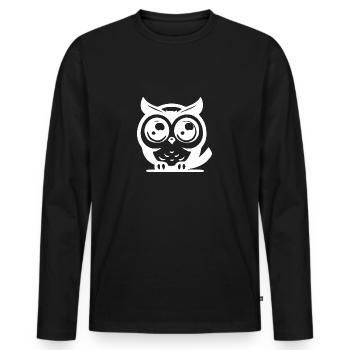 Mignon mignon hibou mignon avec de grands yeux - T-shirt manches longues Premium bio Homme - noir - Devant - Nico (187cm)