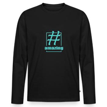 amazing - Men's Premium Organic Long Sleeve Shirt - black - Front - Nico (187cm)