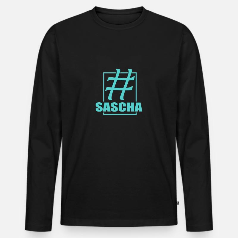 Sascha - Männer Premium Bio Langarmshirt - Schwarz
